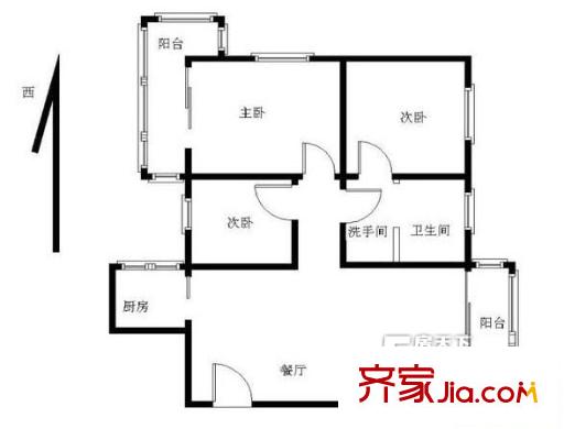 吉慶家園戶型圖戶型圖 3室 3室2廳1衛(wèi)1廚