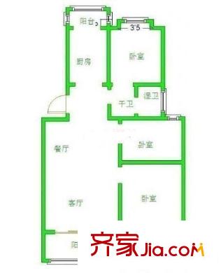 翰香苑戶型圖戶型圖 3室 3室2廳1衛(wèi)