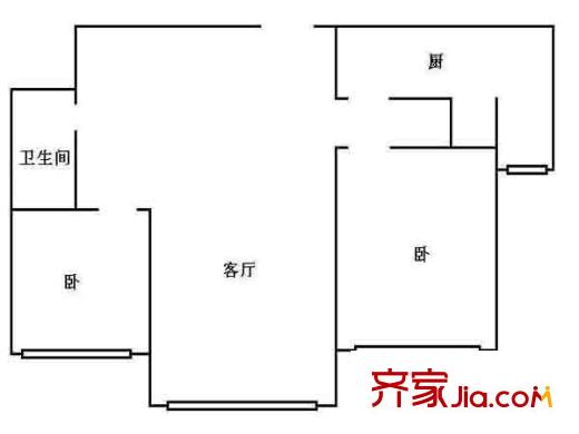 翰香苑戶型圖戶型圖 2室  2室1廳1衛(wèi)1廚