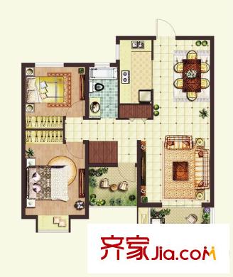 保利羅蘭香谷戶型圖一期02幢標準層D1戶型 3室2廳2衛(wèi)1廚