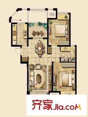 綠地新里紫峰公館戶型圖戶型圖 2室 2室1廳1衛(wèi)1廚