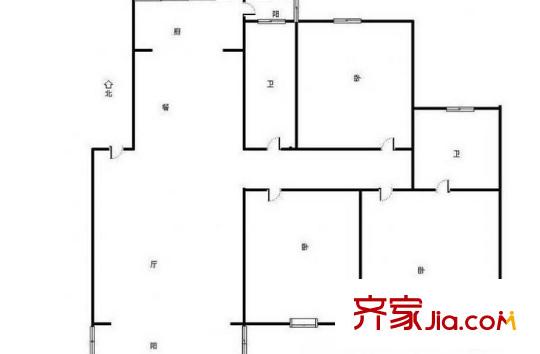 百家湖花園西花園戶型圖戶型圖 3室 3室2廳1衛(wèi)1廚