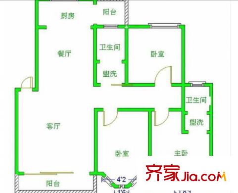 百家湖花園西花園戶型圖戶型圖 3室 3室2廳2衛(wèi)1廚