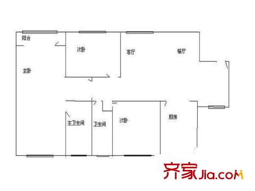 百家湖花園西花園戶型圖戶型圖 3室 3室2廳2衛(wèi)1廚