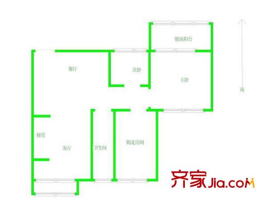 百家湖花園西花園戶型圖戶型圖 3室 3室2廳1衛(wèi)1廚