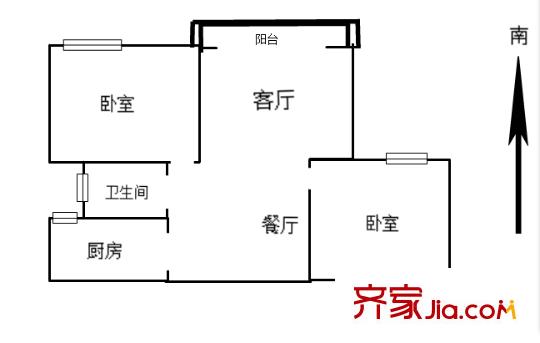 龍鳳玫瑰園戶型圖戶型圖 2室 2室2廳1衛(wèi)1廚