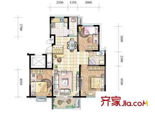 武夷水岸家園戶型圖戶型圖 3室  3室2廳1衛(wèi)1廚