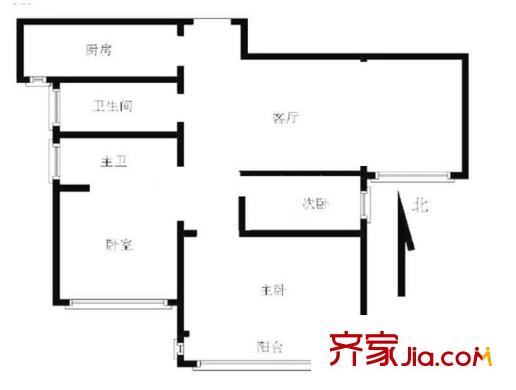 龍鳳玫瑰園戶型圖戶型圖 3室  3室2廳1衛(wèi)1廚