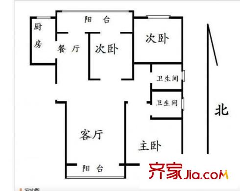 宋都美域戶型圖戶型圖 3室 3室2廳2衛(wèi)1廚