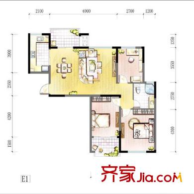宋都美域戶型圖戶型圖 3室 3室2廳1衛(wèi)1廚