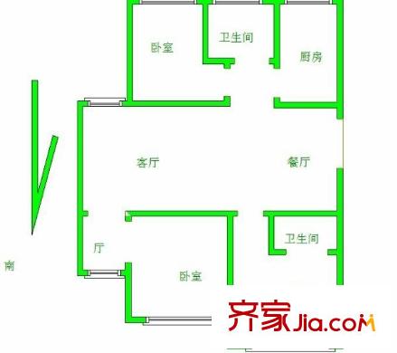 經(jīng)緯城市花園戶型圖戶型圖 3室 3室2廳2衛(wèi)1廚