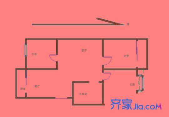 經(jīng)緯城市花園戶型圖戶型圖 3室 3室2廳1衛(wèi)1廚