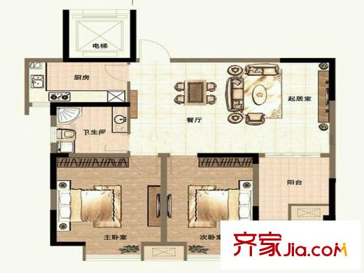 奧體新城青桐園戶型圖戶型圖2室 2室2廳1衛(wèi)1廚