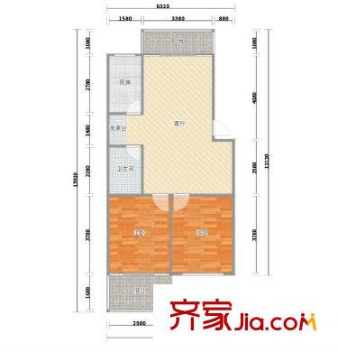 湖心花園戶型圖戶型圖 2室 2室2廳1衛(wèi)1廚