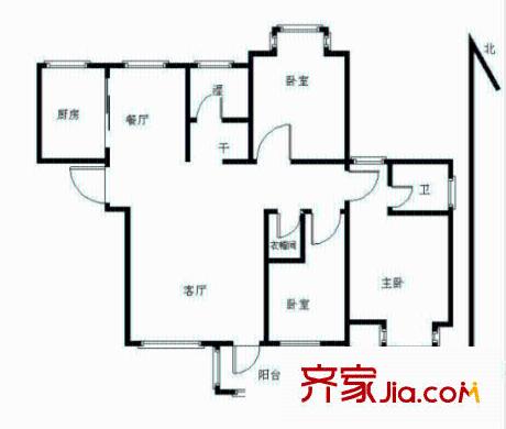 融僑中央花園戶型圖戶型圖 3室 3室2廳2衛(wèi)