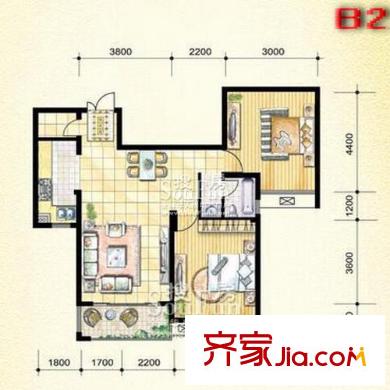 融僑中央花園戶型圖戶型圖 2室 2室2廳1衛(wèi)1廚