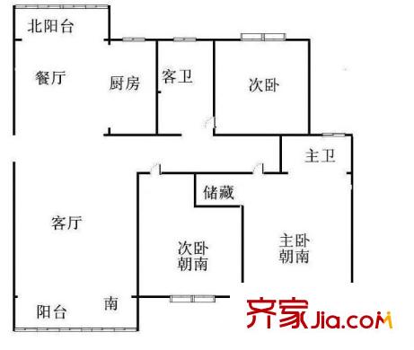 方山熙園戶型圖戶型圖 3室 3室2廳1衛(wèi)1廚
