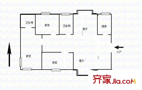 武夷商城戶型圖戶型圖 3室 3室2廳2衛(wèi)1廚