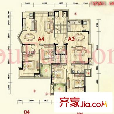 中海塞納麗舍戶型圖戶型圖 2室 2室2廳1衛(wèi)1廚