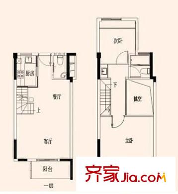 仁恒G53公寓戶型圖戶型圖 2室 2室2廳2衛(wèi)1廚