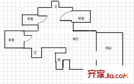 尚東花園戶型圖戶型圖 3室 3室2廳2衛(wèi)1廚