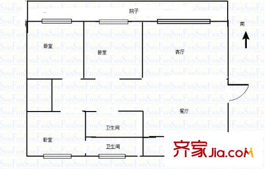 鳳凰花園城靜幽園戶型圖戶型圖 3室 3室2廳1衛(wèi)1廚