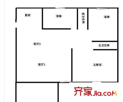 恒安嘉園戶型圖戶型圖 3室 3室2廳1衛(wèi)1廚