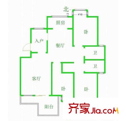 恒安嘉園戶型圖戶型圖 3室 3室2廳1衛(wèi)1廚