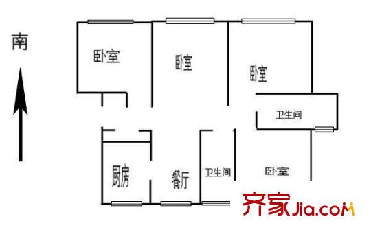 泰盈陽光之旅戶型圖戶型圖 3室 3室2廳2衛(wèi)1廚