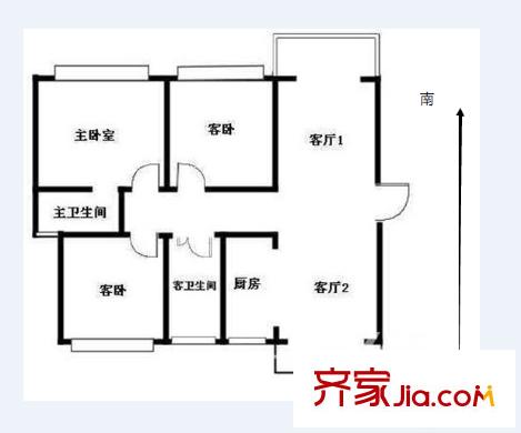 濱江奧城戶型圖戶型圖 3室 3室2廳2衛(wèi)1廚