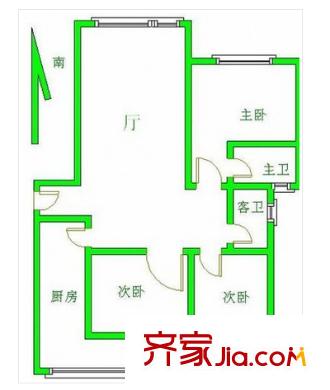 濱江奧城戶型圖戶型圖 3室 3室2廳2衛(wèi)1廚