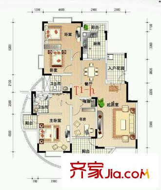 濱江奧城戶型圖戶型圖 4室 4室2廳2衛(wèi)1廚