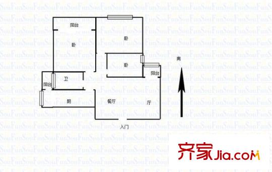 盈嘉香榴灣戶型圖戶型圖 3室 3室2廳1衛(wèi)