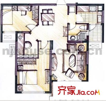 盈嘉香榴灣戶型圖戶型圖 3室 3室2廳1衛(wèi)1廚