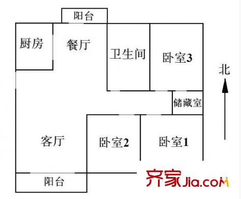歐陸經(jīng)典花園戶型圖戶型圖 3室 3室2廳1衛(wèi)1廚