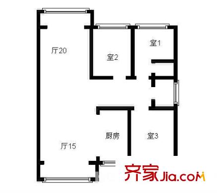 歐陸經(jīng)典花園戶型圖戶型圖 3室 3室2廳2衛(wèi)1廚