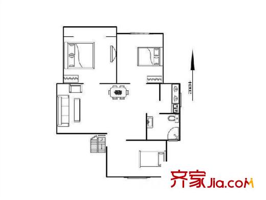 金川雅苑戶型圖戶型圖 3室 3室1廳1衛(wèi)1廚