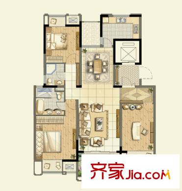 保利香檳國際戶型圖戶型圖 3室  3室2廳2衛(wèi)1廚
