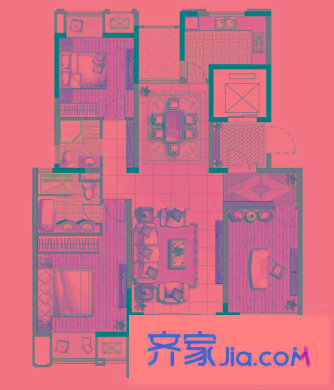 保利香檳國際戶型圖戶型圖 3室 3室2廳2衛(wèi)1廚