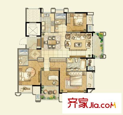 保利香檳國際戶型圖戶型圖 4室  4室2廳3衛(wèi)1廚