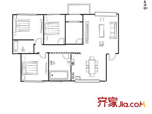 愛濤翠湖花園戶型圖戶型圖3室 3室2廳2衛(wèi)1廚