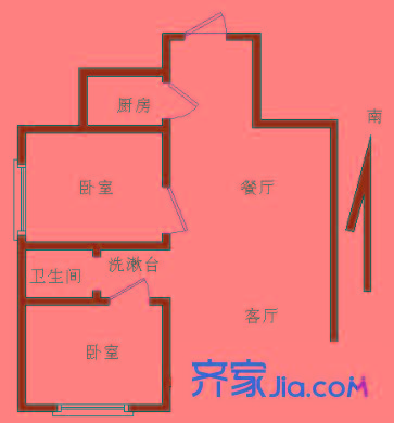 中海凱旋門戶型圖戶型圖 2室 2室1廳1衛(wèi)1廚