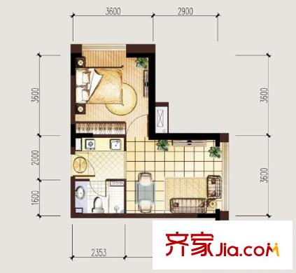 中海凱旋門戶型圖戶型圖 1室 1室1廳1衛(wèi)1廚