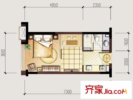中海凱旋門戶型圖戶型圖 1室 1室1廳1衛(wèi)1廚