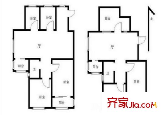 匯賢居戶型圖 戶型圖5室 5室2廳2衛(wèi)1廚