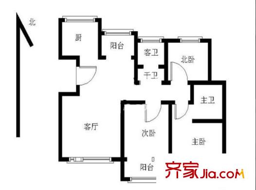 蘇寧睿城戶型圖戶型圖 3室 3室1廳2衛(wèi)1廚