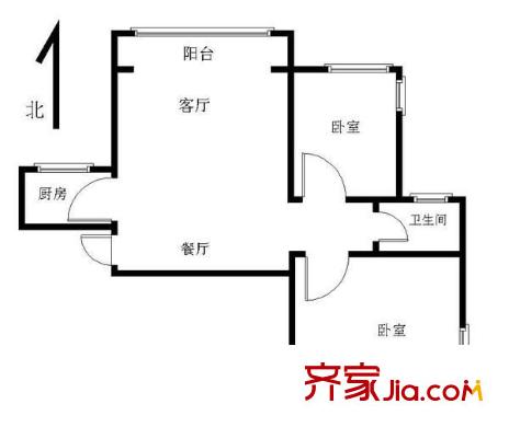 辰龍綠苑戶型圖戶型圖  2室 2室2廳1衛(wèi)1廚