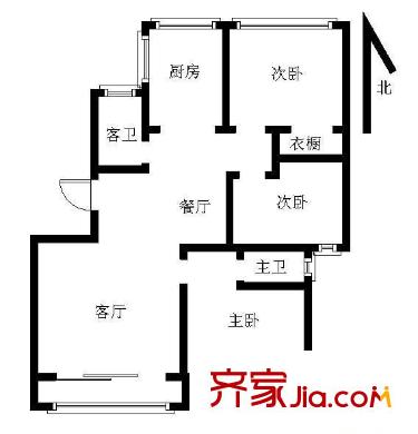 辰龍綠苑戶型圖戶型圖  3室 3室2廳2衛(wèi)1廚