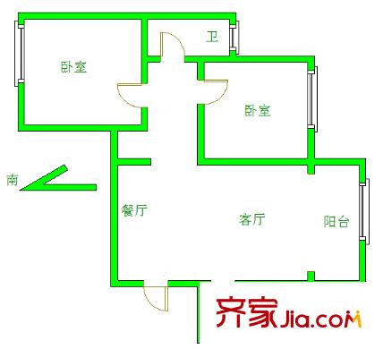 辰龍綠苑戶型圖戶型圖 2室 2室1廳1衛(wèi)1廚