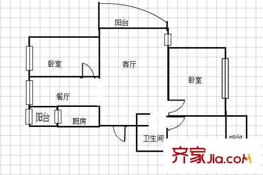詠梅山莊戶型圖戶型圖 3室 3室1廳1衛(wèi)1廚